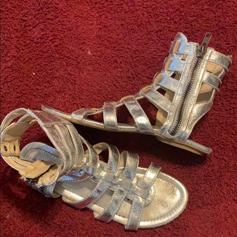 Silver gladiator sandals